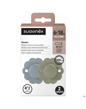 Suavinex wonder soother sili.rev.6-18m lakegr. duo