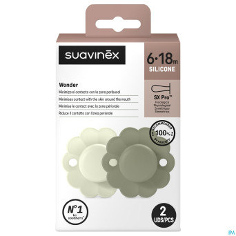 Suavinex wonder soother sili.rev.6-18m aquagr. duo