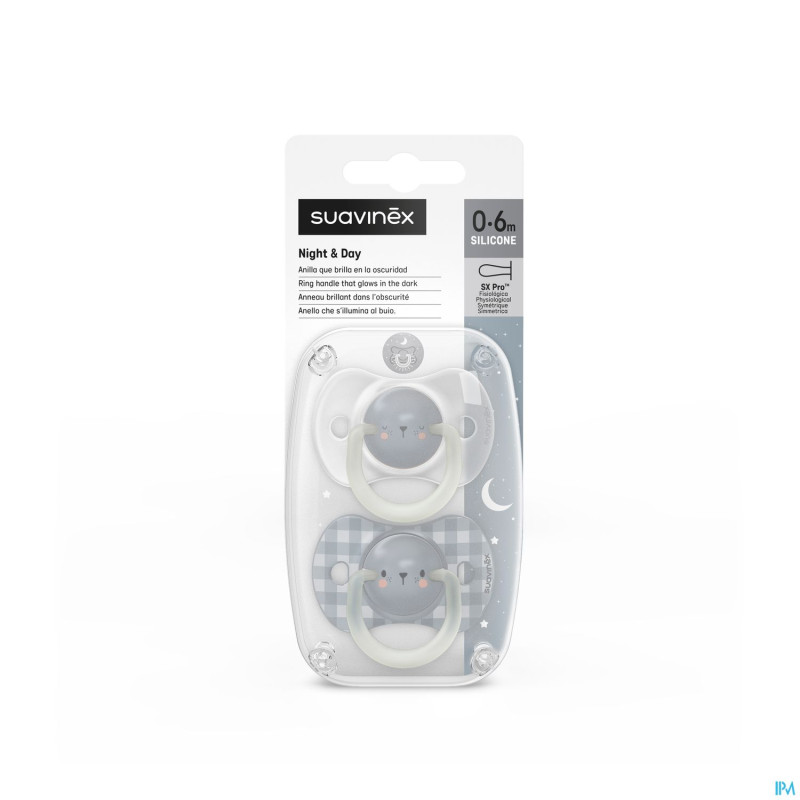 Suavinex n&d soother sili.rev 0-6m bear bl duo