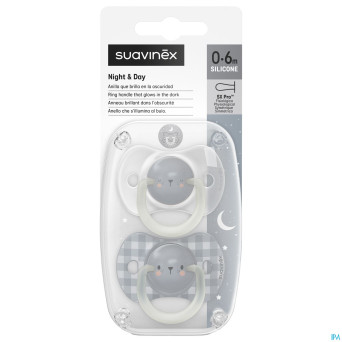 Suavinex n&d soother sili.rev 0-6m bear bl duo