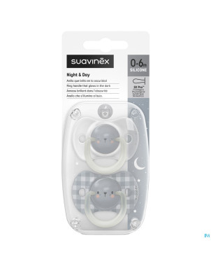 Suavinex n&d soother sili.rev 0-6m bear bl duo
