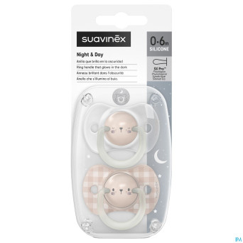 Suavinex n&d soother sili.rev 0-6m rabb pk duo