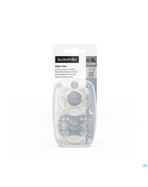 Suavinex n&d soother sili.rev 6-18m bear bl duo
