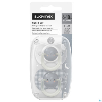 Suavinex n&d soother sili.rev 6-18m bear bl duo