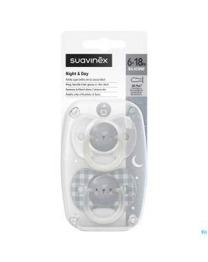Suavinex n&d soother sili.rev 6-18m bear bl duo