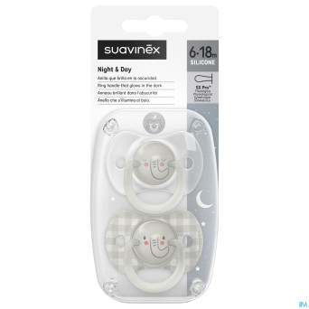 Suavinex n&d soother sili.rev 6-18m elep gr duo