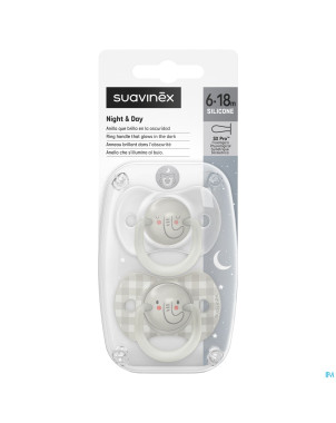 Suavinex n&d soother sili.rev 6-18m elep gr duo
