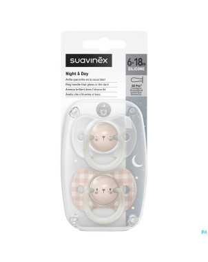 Suavinex n&d soother sili.rev 6-18m rabb pk duo