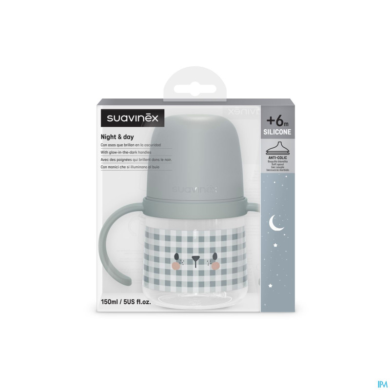 Suavinex n&d bott.hand.n/spill spout bear bl 150ml