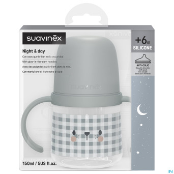 Suavinex n&d bott.hand.n/spill spout bear bl 150ml
