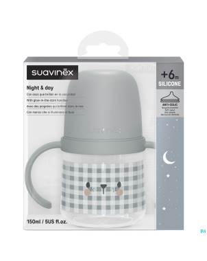 Suavinex n&d bott.hand.n/spill spout bear bl 150ml