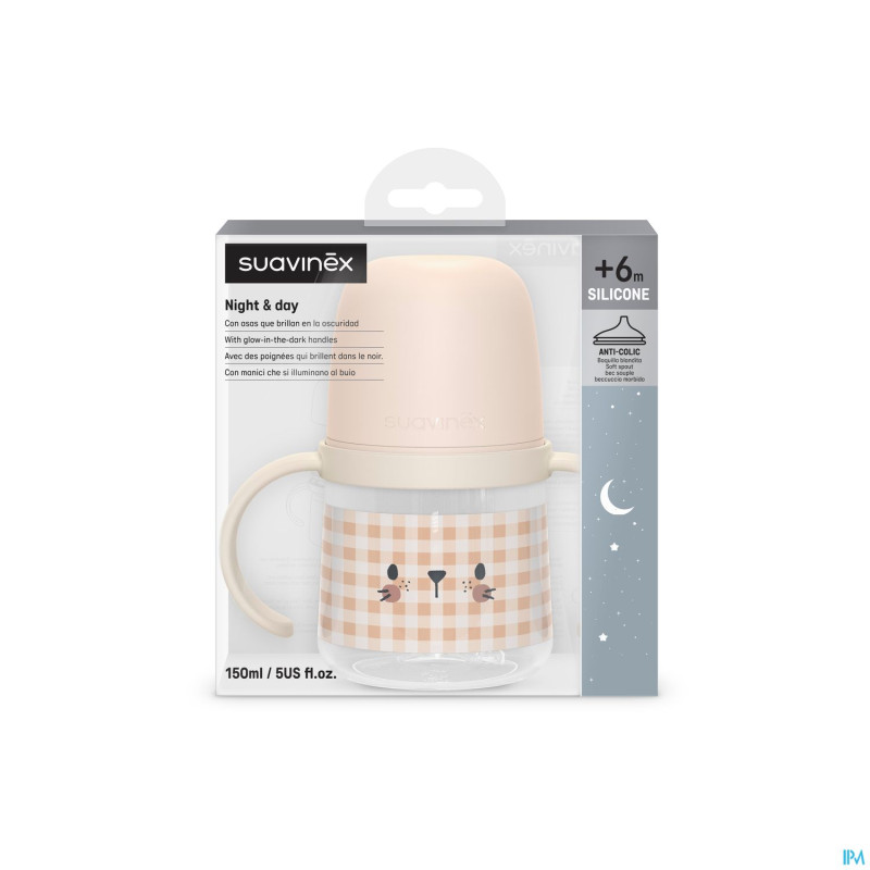 Suavinex n&d bott.hand.n/spill spout rab.pk 150ml