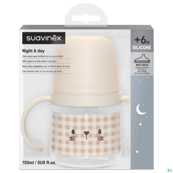 Suavinex n&d bott.hand.n/spill spout rab.pk 150ml