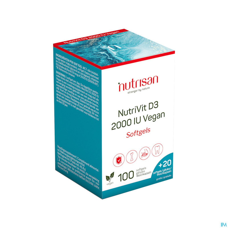 Nutrivit d3 2000 iu vegan softgels 100+20 gratuit