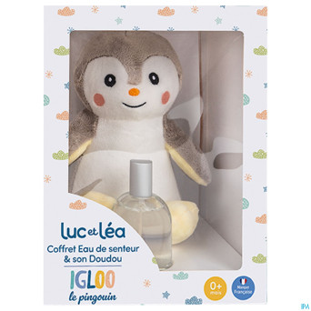 Luc&lea coffret doudou pingouin + eau senteur