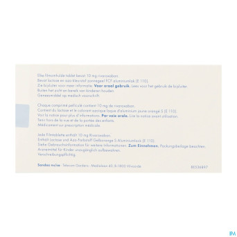 Rivaroxaban sandoz 10mg comp pell 30