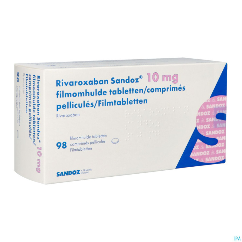 Rivaroxaban sandoz 10mg comp pell 98