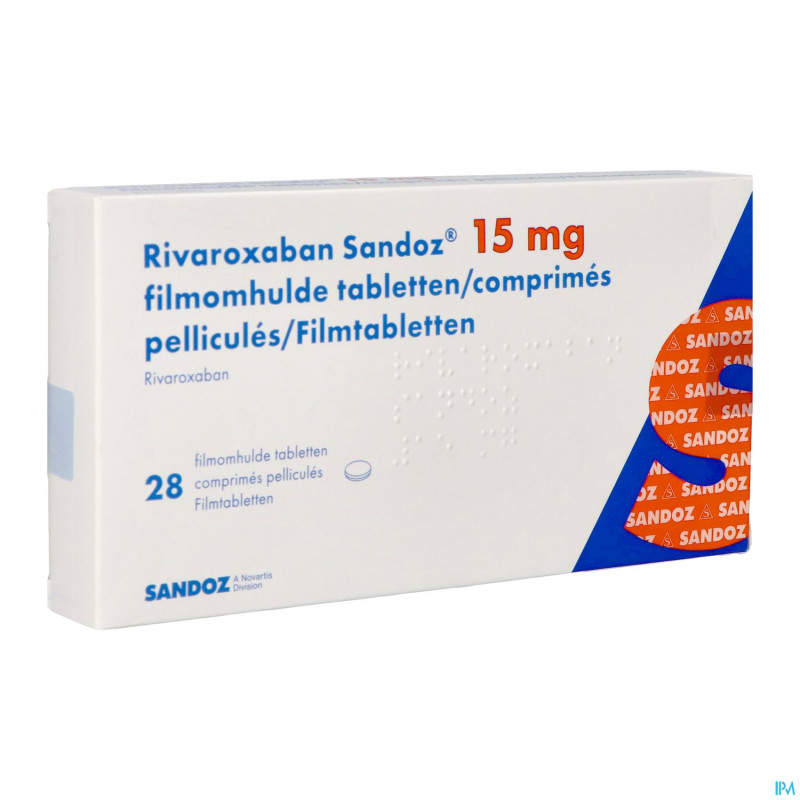 Rivaroxaban sandoz 15mg comp pell 28