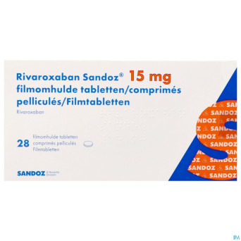 Rivaroxaban sandoz 15mg comp pell 28