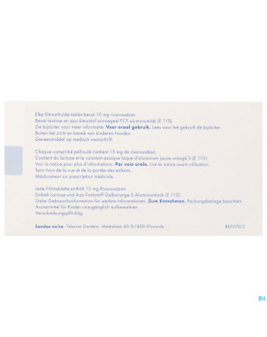 Rivaroxaban sandoz 15mg comp pell 28