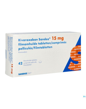 Rivaroxaban sandoz 15mg comp pell 42