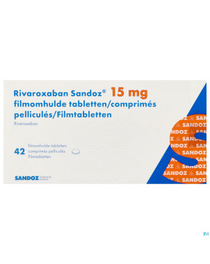 Rivaroxaban sandoz 15mg comp pell 42