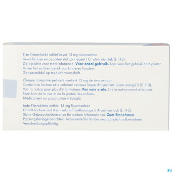 Rivaroxaban sandoz 15mg comp pell 42