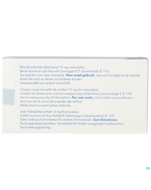 Rivaroxaban sandoz 15mg comp pell 42