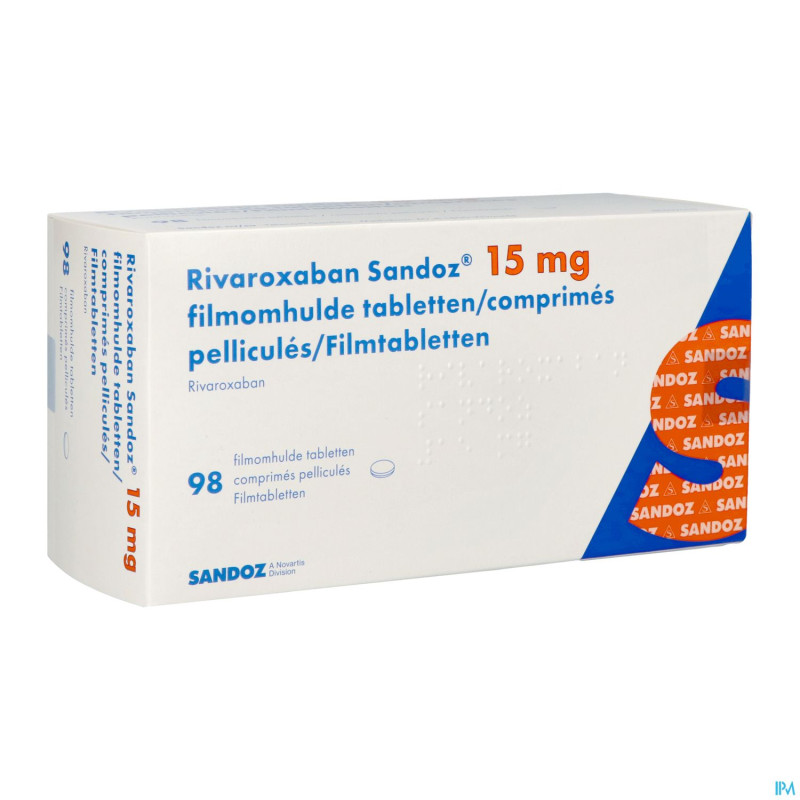 Rivaroxaban sandoz 15mg comp pell 98