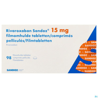 Rivaroxaban sandoz 15mg comp pell 98