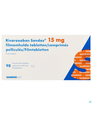Rivaroxaban sandoz 15mg comp pell 98