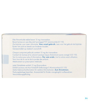 Rivaroxaban sandoz 15mg comp pell 98