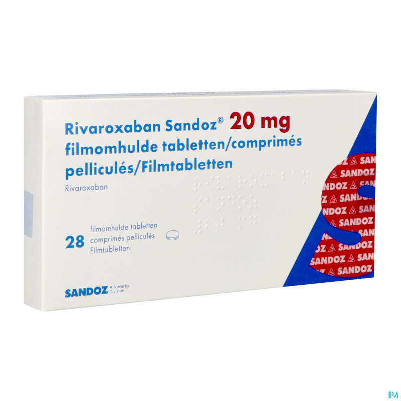 Rivaroxaban sandoz 20mg comp pell 28