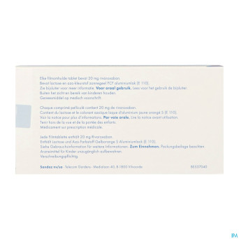 Rivaroxaban sandoz 20mg comp pell 28