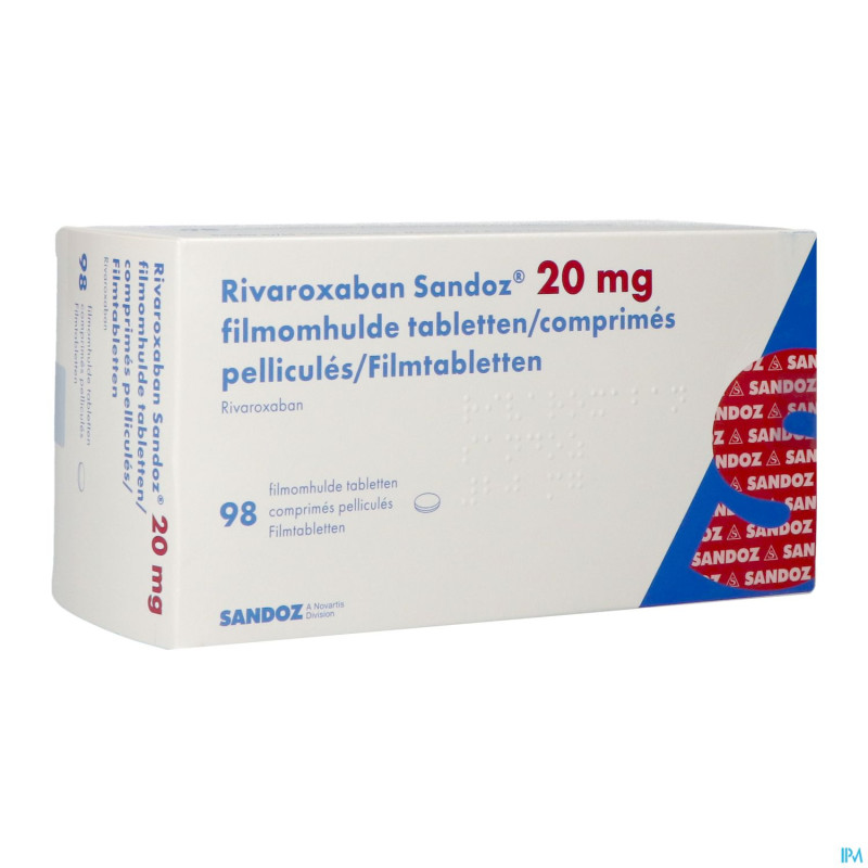 Rivaroxaban sandoz 20mg comp pell 98