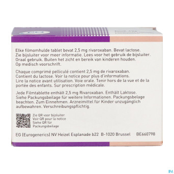 Rivaroxaban eg 2,5mg comp pell 196