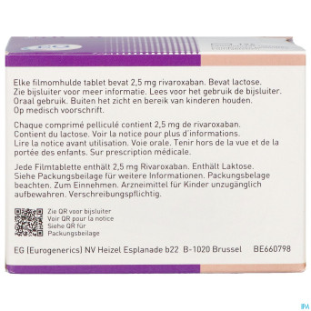 Rivaroxaban eg 2,5mg comp pell 196