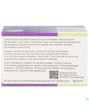 Rivaroxaban eg 10mg comp pell 100