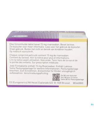 Rivaroxaban eg 15mg comp pell 100