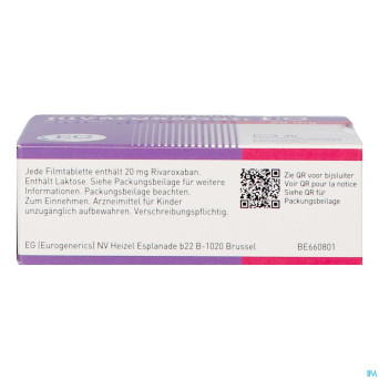 Rivaroxaban eg 20mg comp pell 30