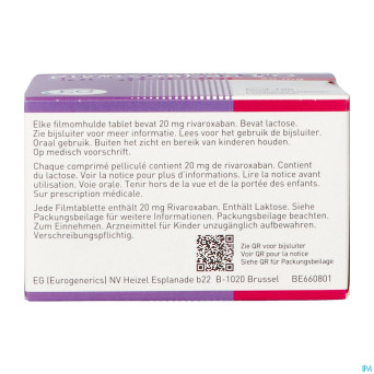 Rivaroxaban eg 20mg comp pell 100