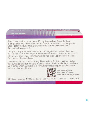 Rivaroxaban eg 20mg comp pell 100