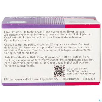 Rivaroxaban eg 20mg comp pell 100