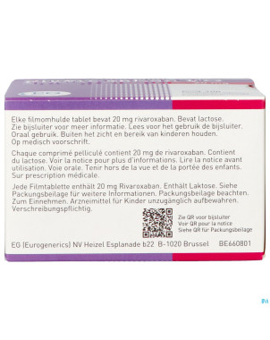 Rivaroxaban eg 20mg comp pell 100