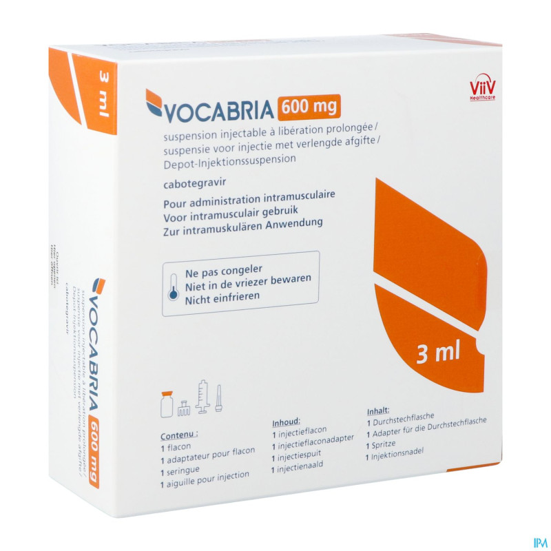 Vocabria 600mg orifarm susp inj lib.prol. fl 3ml