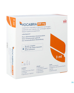 Vocabria 600mg orifarm susp inj lib.prol. fl 3ml