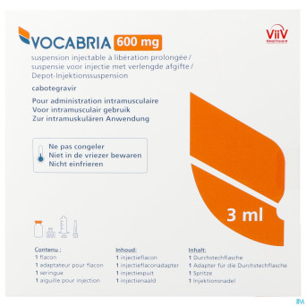Vocabria 600mg orifarm susp inj lib.prol. fl 3ml