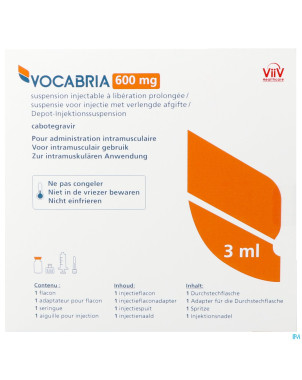 Vocabria 600mg orifarm susp inj lib.prol. fl 3ml