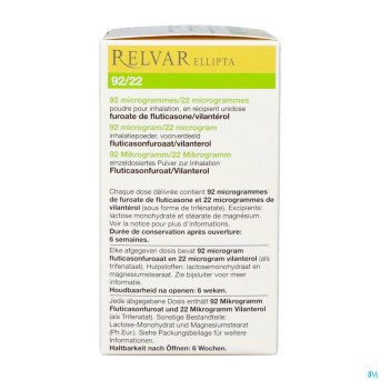 Relvar ellipta  92/22mcg pdr inhal    1x30dose pip