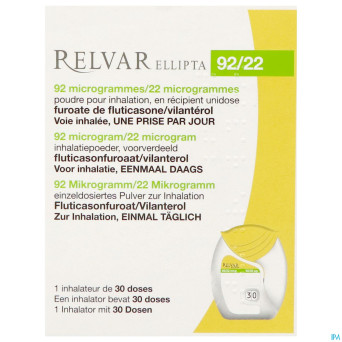 Relvar ellipta  92/22mcg pdr inhal    1x30dose pip